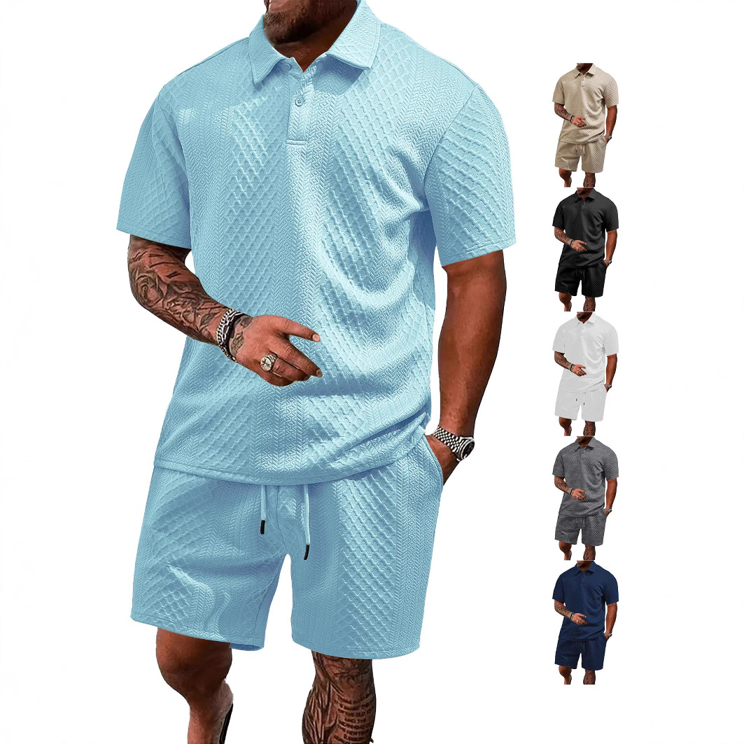 2026 Cross-border men's summer collection: New jacquard fabric men's casual sportswear, thin lapel POLO shirt, short-sleeved suit, sports shoes, men's and high school students' spring and autumn jackets Application Scenario