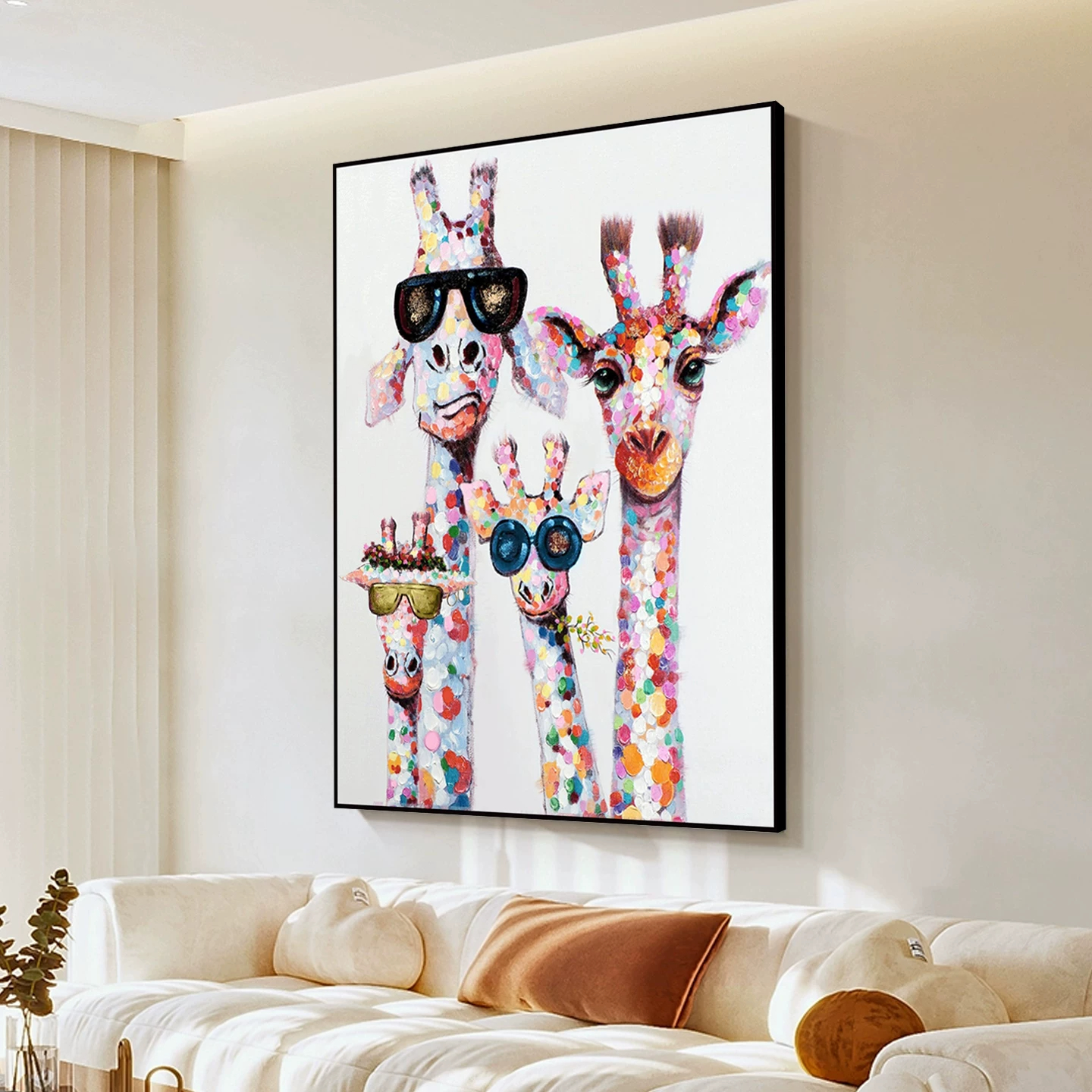 ويرسم الرسم اليدوي أسرة سعيدة برسم لوحة فنية حديثة مجردة، لوحة جدران جدران جدران الجدران Specification image