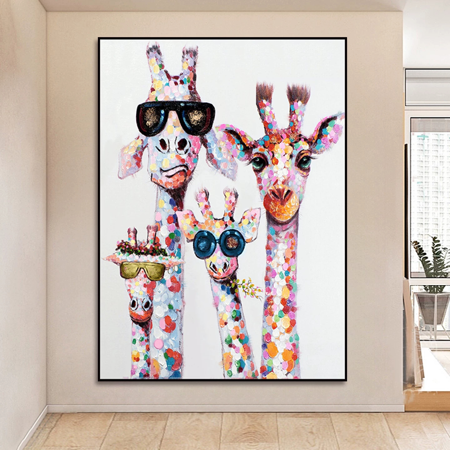 ويرسم الرسم اليدوي أسرة سعيدة برسم لوحة فنية حديثة مجردة، لوحة جدران جدران جدران الجدران details Picture