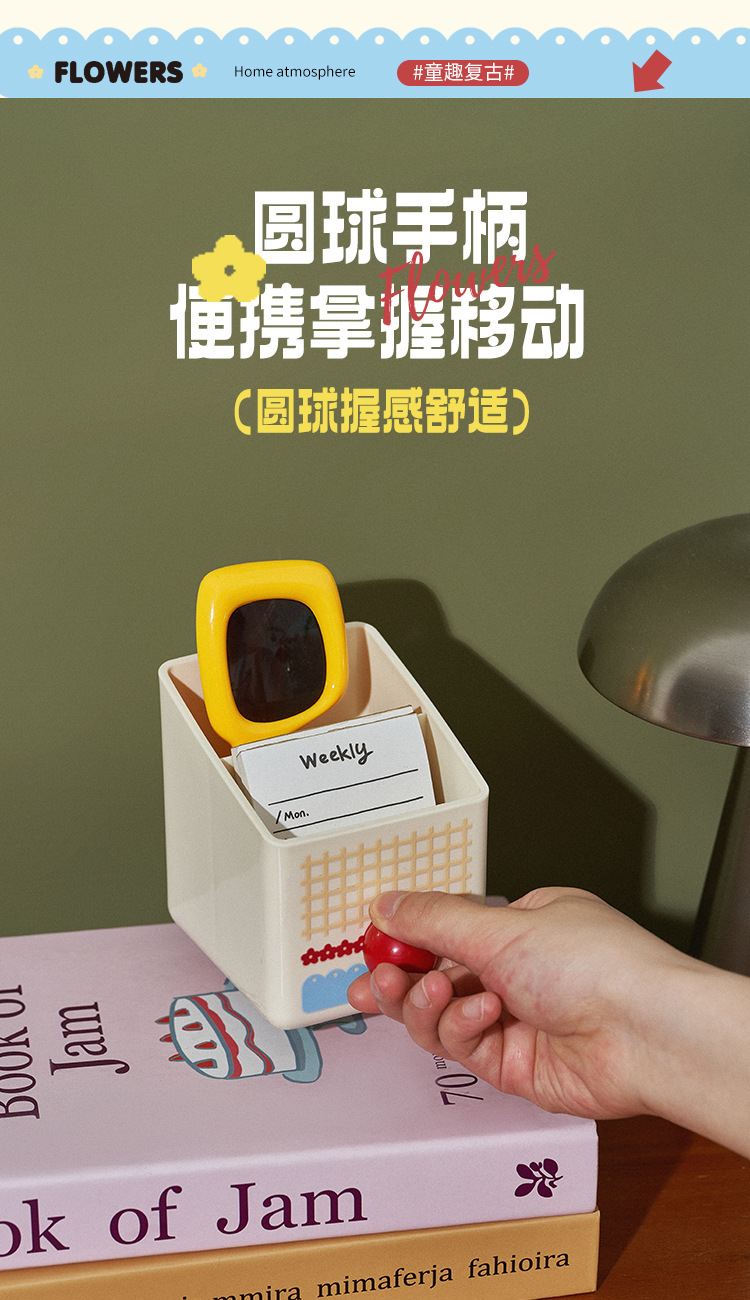S137-1136 makeup pen holder desktop, high appearance level, stationery, student dormitory organization, storage rack, compartments, cartoon small detail image 4