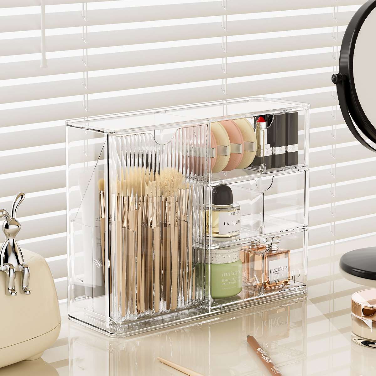 J192-JLG2504101 Cosmetics Storage Box, Grooming Desk Organizing Box, Lipstick and Perfume Compartment Box Specification image