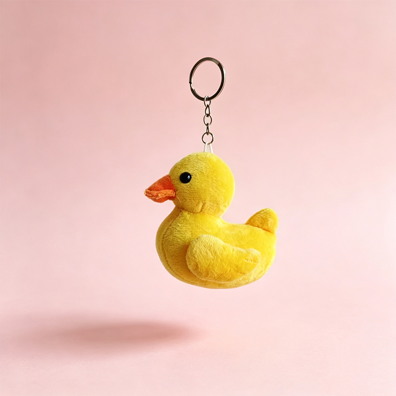 Cute yellow duckling plush pendant, animal keychain accessory, wholesale available for export, animal cultural and creative decoration, cartoon yellow duckling acrylic key chain, Mother's Day gift, creative keychain accessory, Song brocade style handcrafted pendant