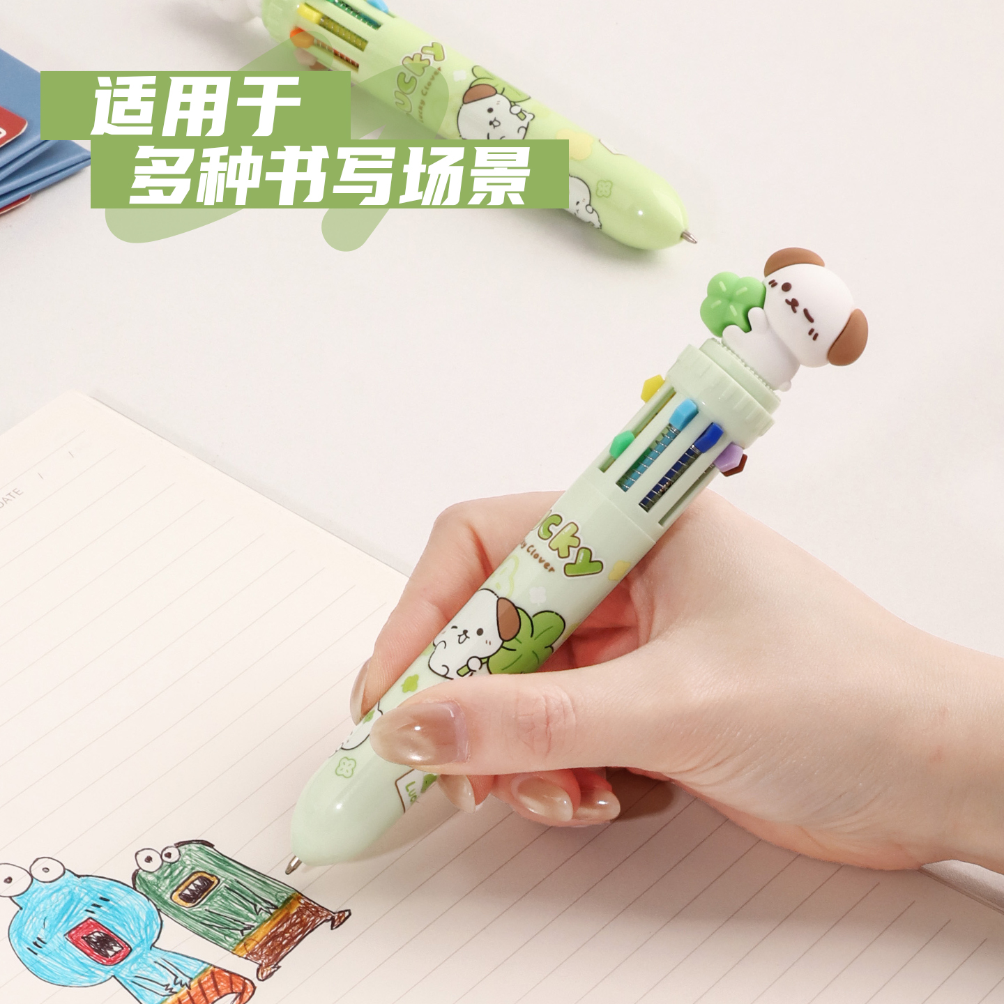 Clover ten-color pens, cute cartoon multi-color pens, creative and adorable, colorful press notes, and a great partner for handbooks Item Picture
