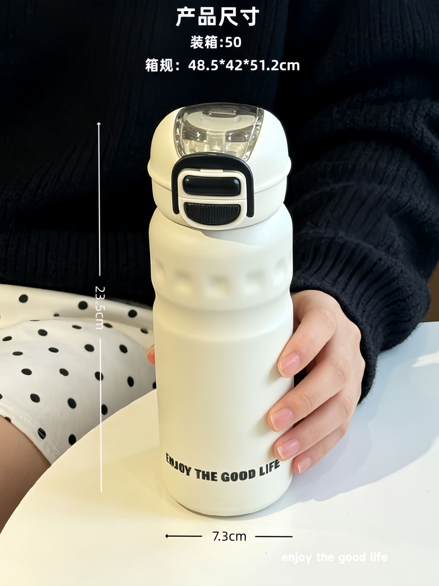 Y290-YSM8777 simple stainless steel double-drinking large-capacity outdoor sports portable ring insulated cup with high appearance level detail image 9