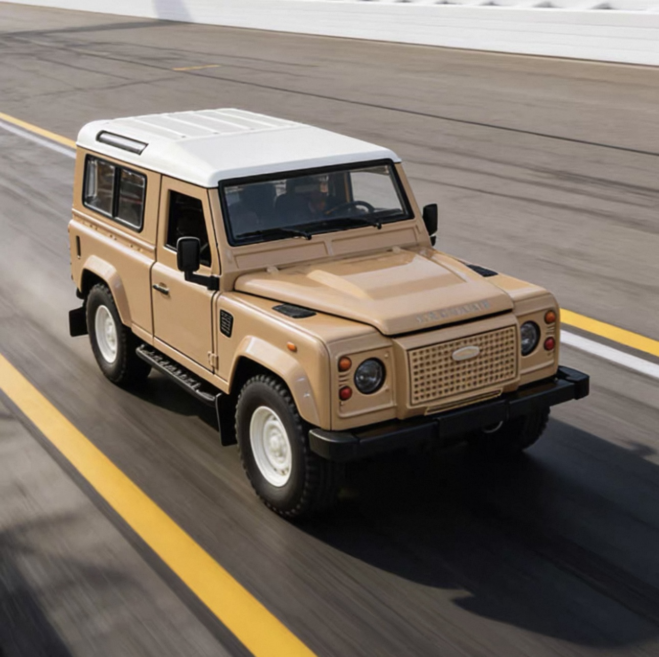 Officially authorized simulation alloy car model - Land Rover Classic Defender [1:24 Brown]