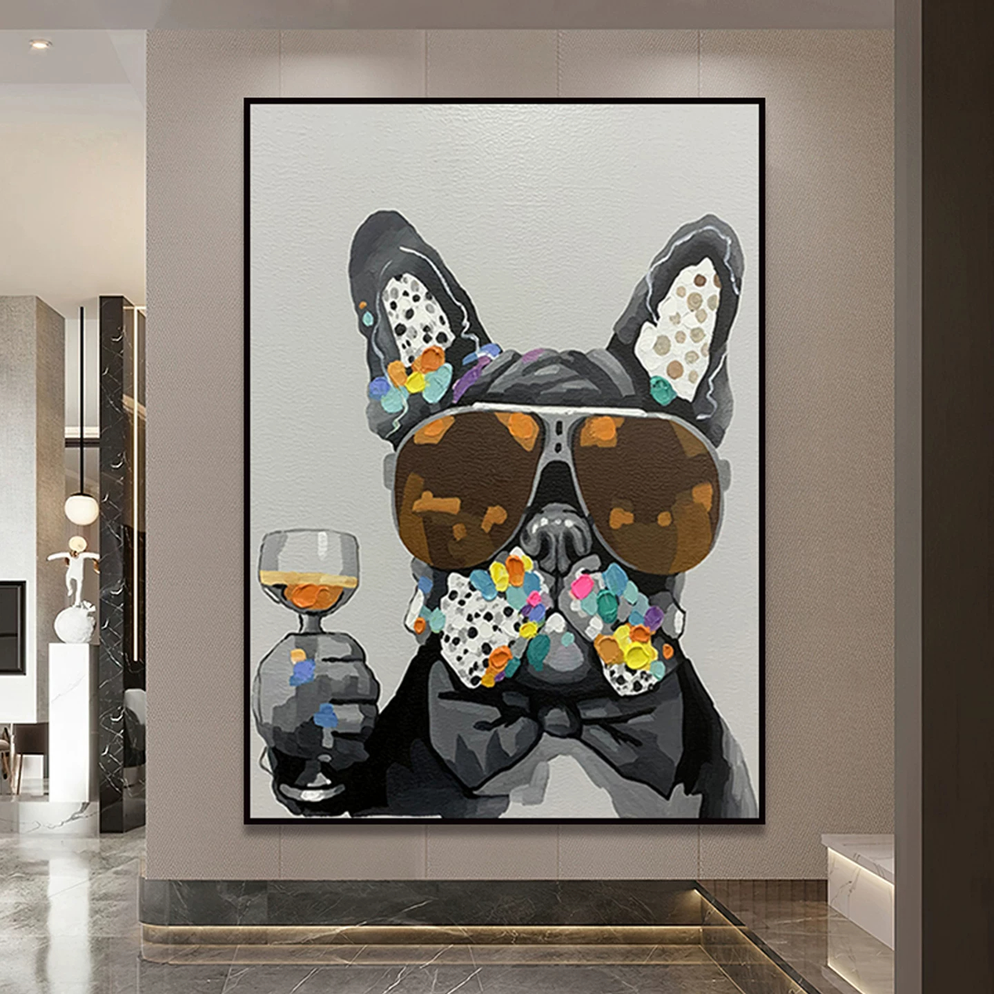 الرسم اليدوي للرسم الزيتية المجردة للحيوانات المجردة، ولرسم الرسم البياني لرسوم الأطفال في الجدران الخلفية لحجرة الإستك Specification image