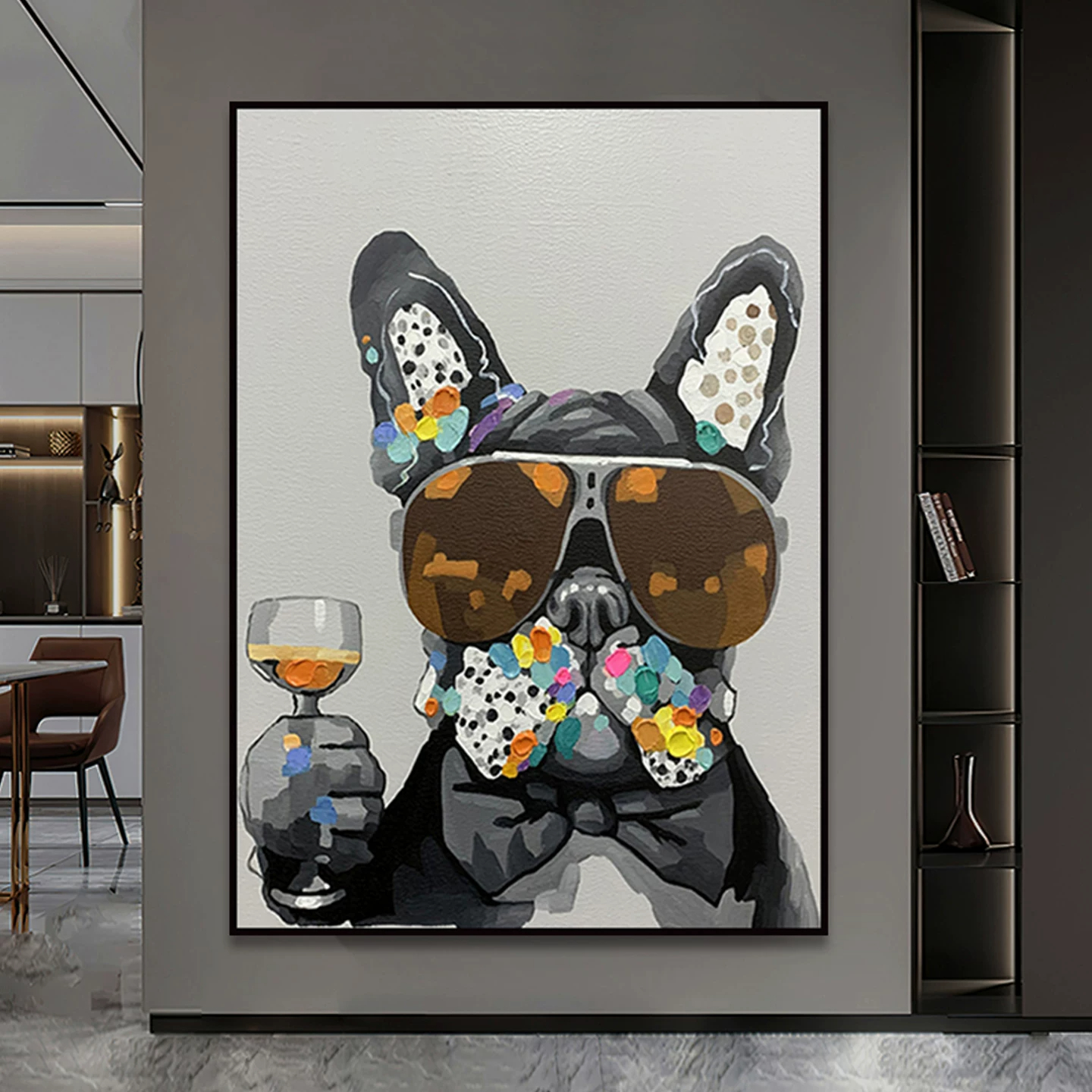 الرسم اليدوي للرسم الزيتية المجردة للحيوانات المجردة، ولرسم الرسم البياني لرسوم الأطفال في الجدران الخلفية لحجرة الإستك