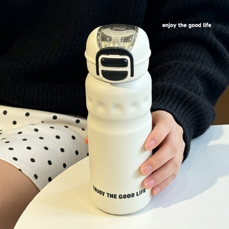 Y290-YSM8777 simple stainless steel double-drinking large-capacity outdoor sports portable ring insulated cup with high appearance level details Picture