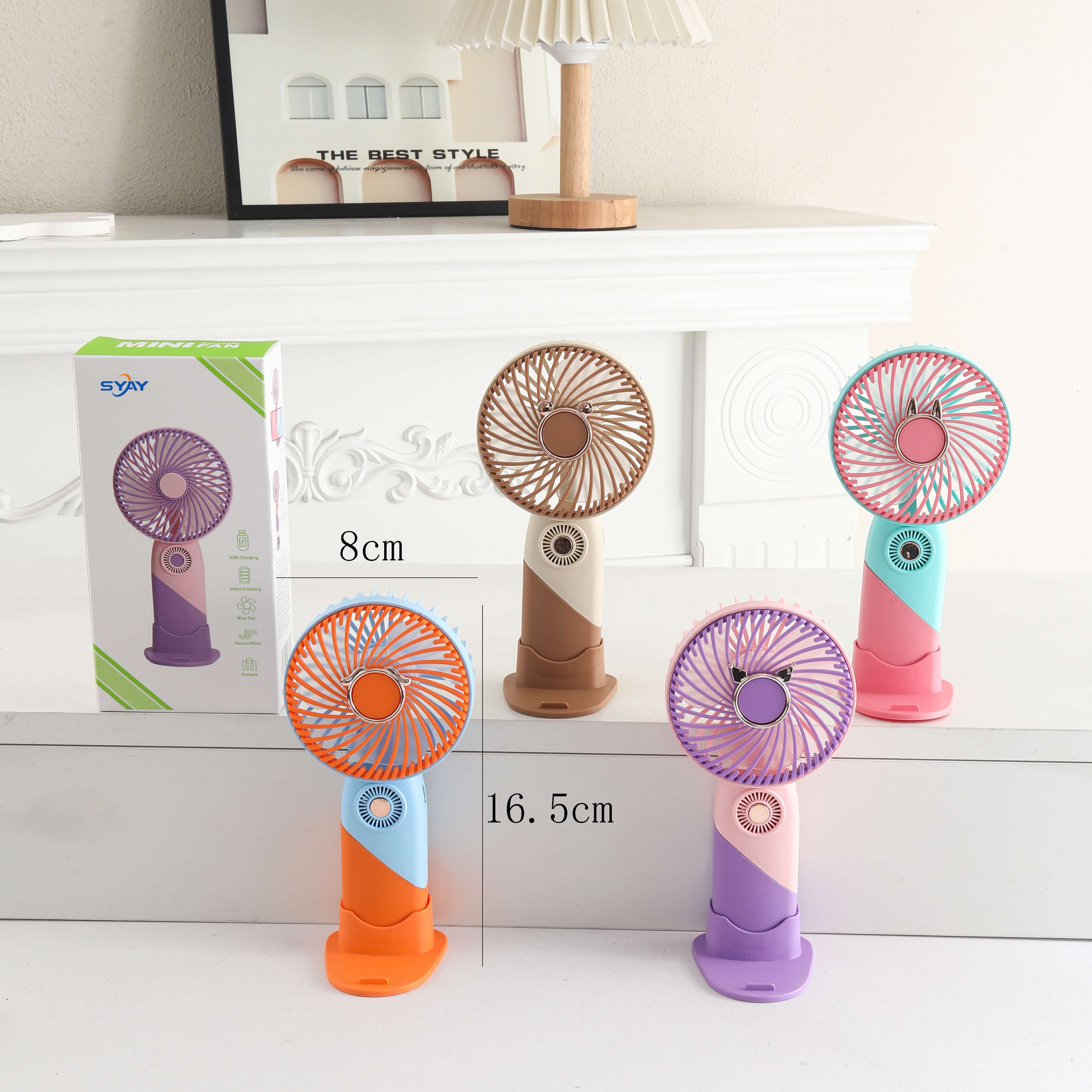 Multi-color cartoon mini handheld fan