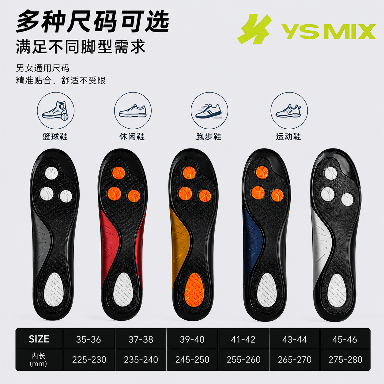 Carbon fiber basketball insoles, professional shock absorption, rebound, arch support, breathable and comfortable for both men and women Application Scenario