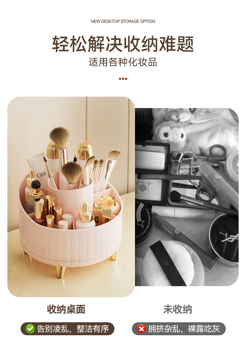 R42-Y6902 Rotating makeup brush storage holder, compartmentalized desktop eyebrow pencil eyeshadow bucket, cosmetic pen holder, dressing table detail image 14