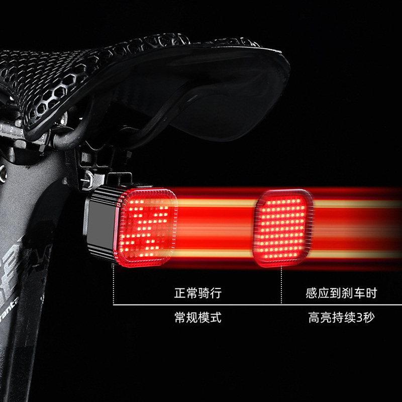 CYGM-2217 square taillight, bicycle taillight, night riding light, road and mountain bike rear taillight, expression warning light, bicycle brake riding light equipment Item Picture