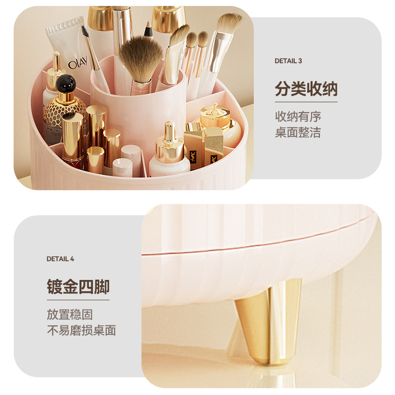 R42-Y6902 Rotating makeup brush storage holder, compartmentalized desktop eyebrow pencil eyeshadow bucket, cosmetic pen holder, dressing table detail image 3