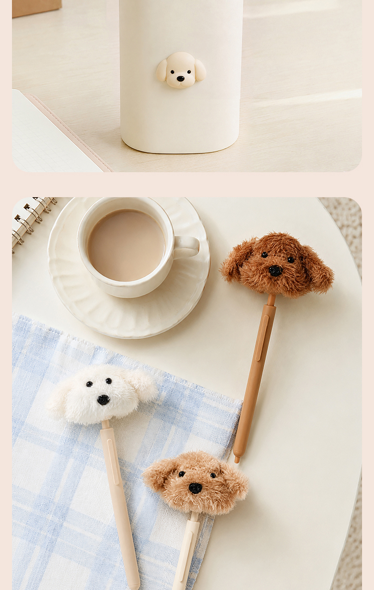 Plush dog-shaped gel pen, black pen, cute and fun, creative learning and office stationery, great daily writing items pic 15