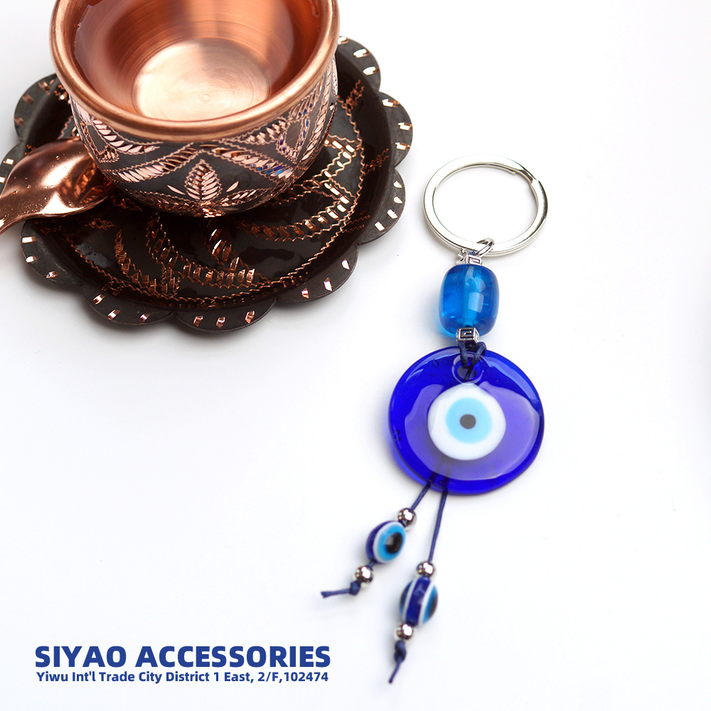 Blue Devil's Eye keychain, foreign trade supply, Greek and Cypriot souvenirs, order acceptance, Siyao Accessories evileye Application Scenario
