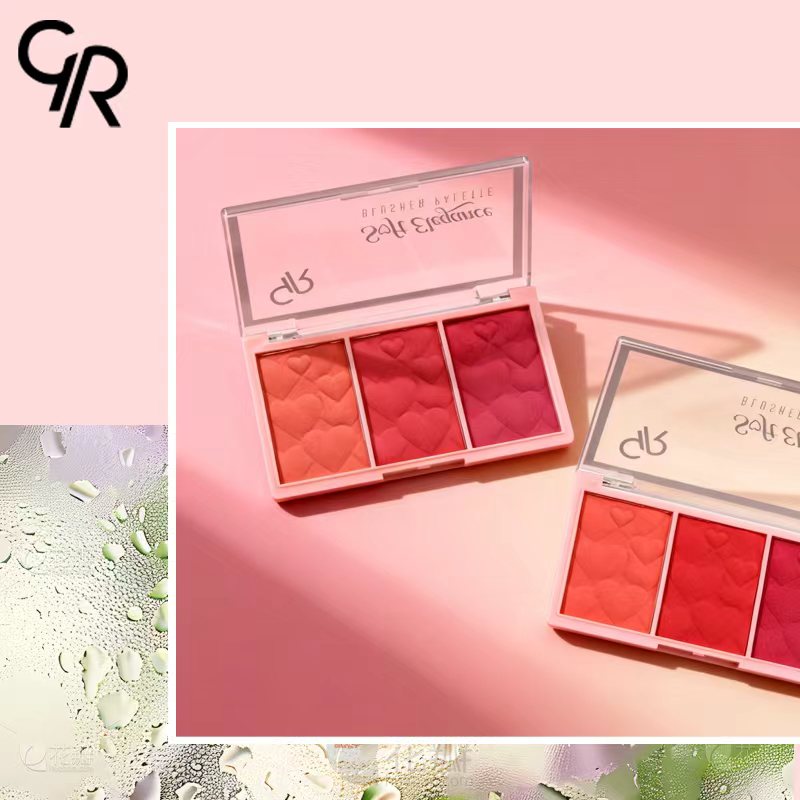Cross-border foreign trade pink three-color blush plate relief facial makeup natural and long-lasting blush cosmetics manufacturer in stock wholesale details Picture