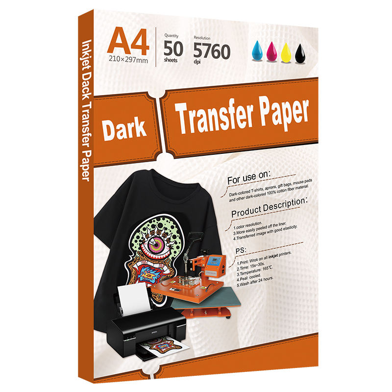 Camiseta papel de transferencia papel de transferencia de algodón papel de transferencia de calor oscuro papel de transferencia de calor A4 hot stamping camiseta de algodón papel de transferencia