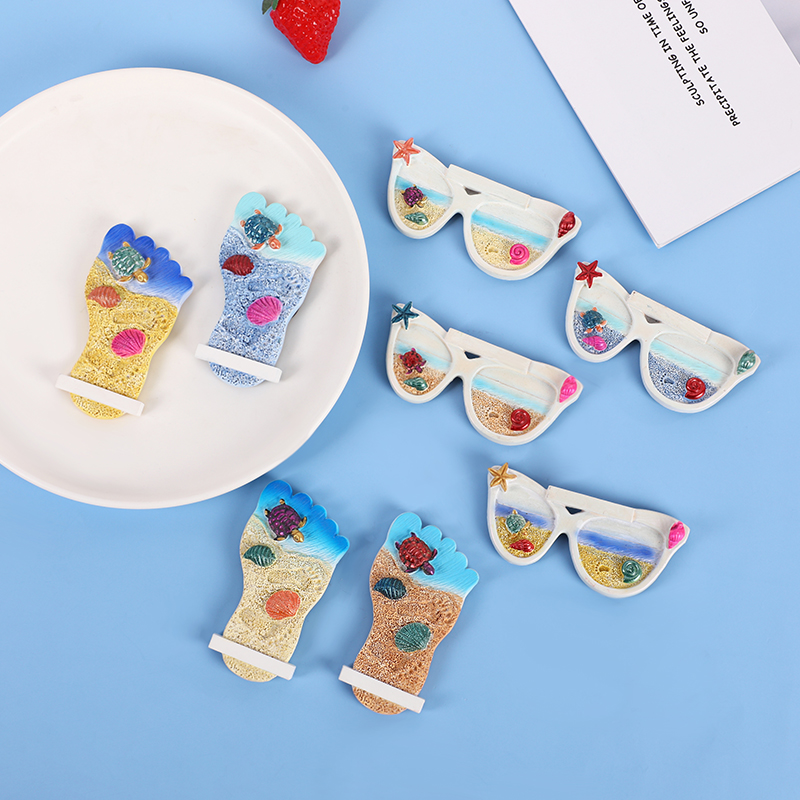 专业厂家 海洋系列创意冰箱贴 地中海风格脚丫眼镜冰箱装饰品树脂冰箱贴定制
