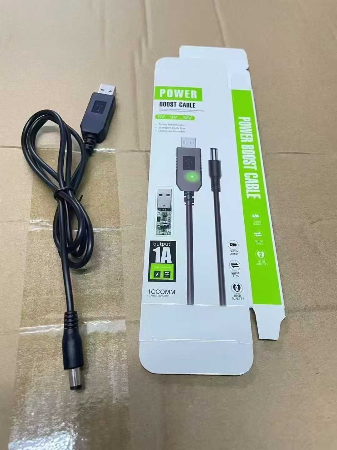 usb to dc head 12v boost cable round hole DC5.5*2.1MM router optical modem USB to 5v to 9V boost cable details Picture