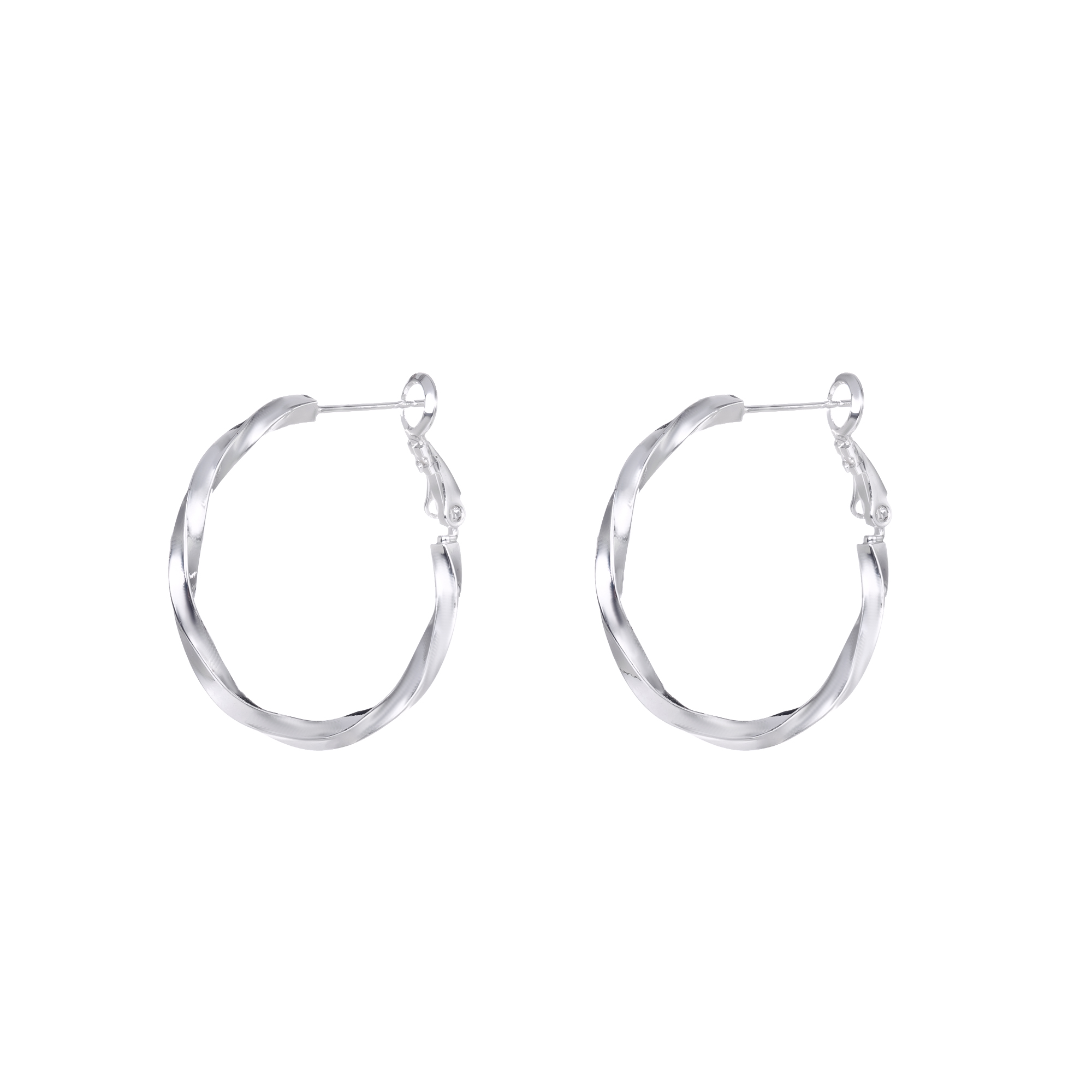 Mobius twisted silver large ear rings Item Picture