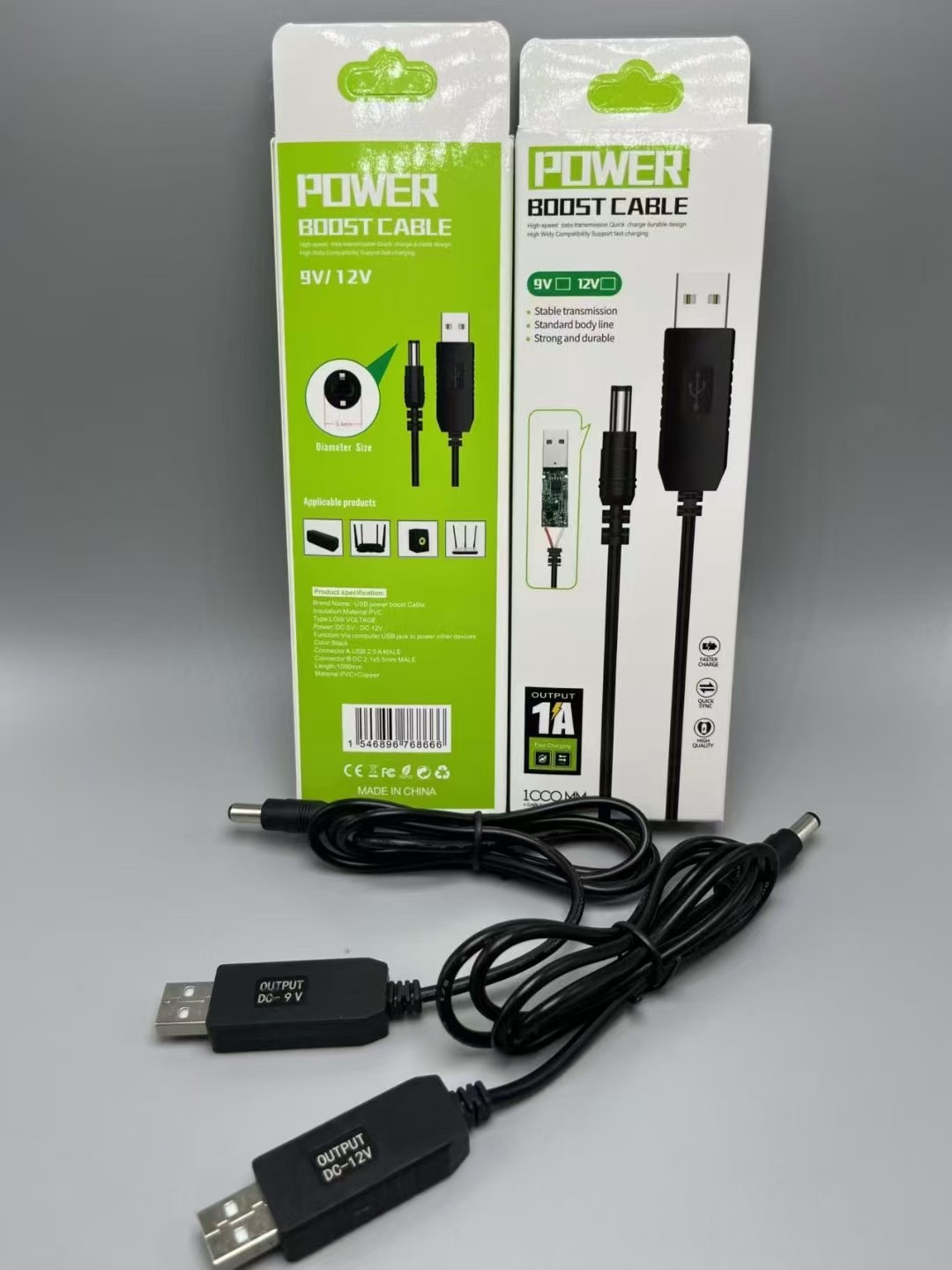 usb to dc head 12v boost cable round hole DC5.5*2.1MM router optical modem USB to 5v to 9V boost cable Specification image
