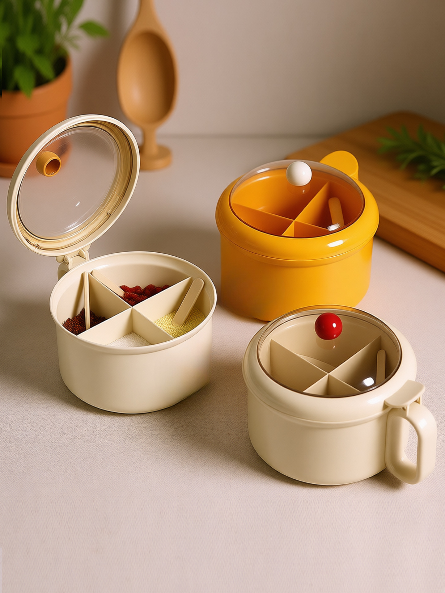 X111-9123 Seasoning Box Combination Set, multi-compartment integrated kitchen household seasoning jar, New style of salt and monosodium glutamate detail image 6