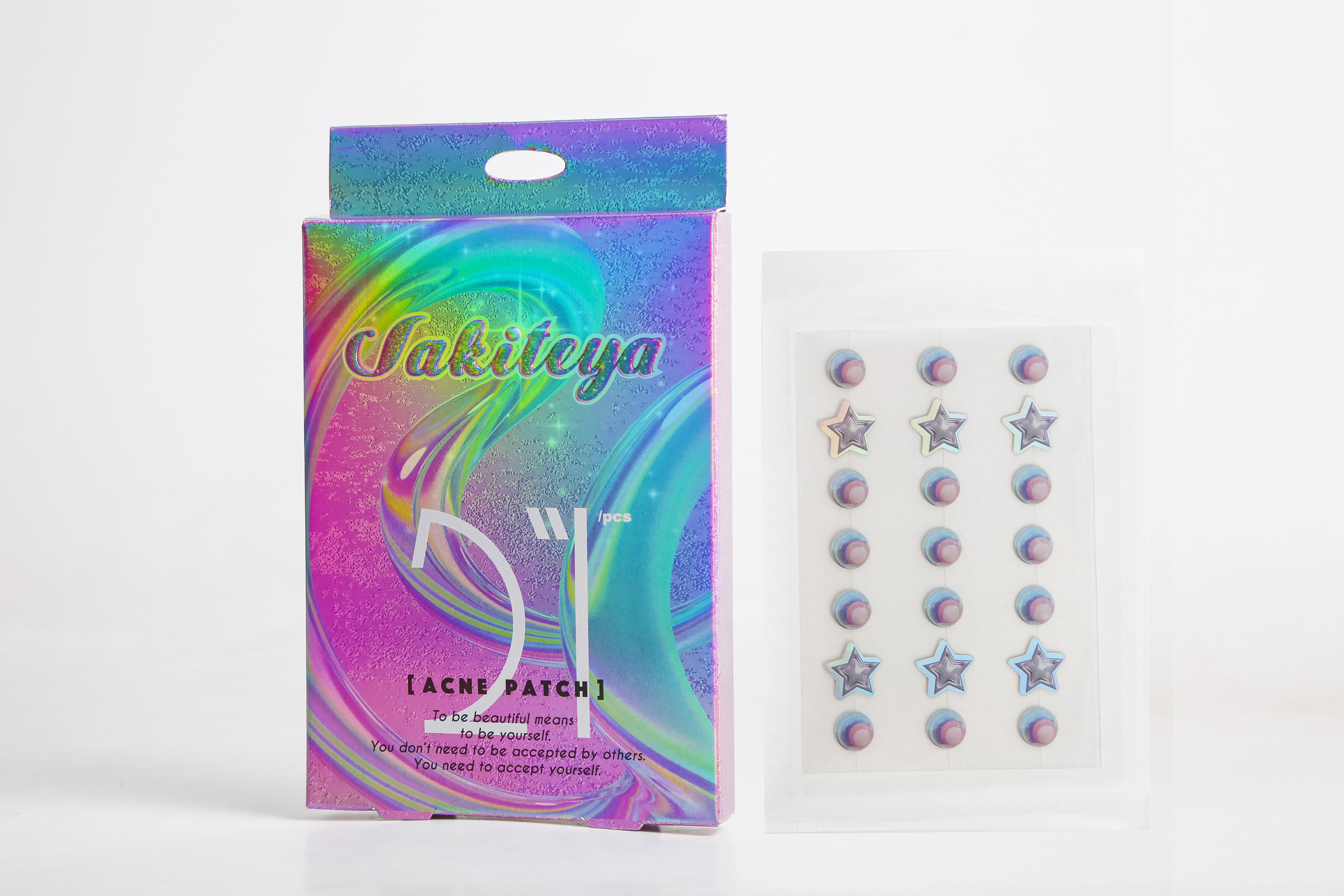 SAKITEYA Cross-border Export Facial Care 21-piece Holographic Star Acne Patch Salicylic Acid Soothing SA942