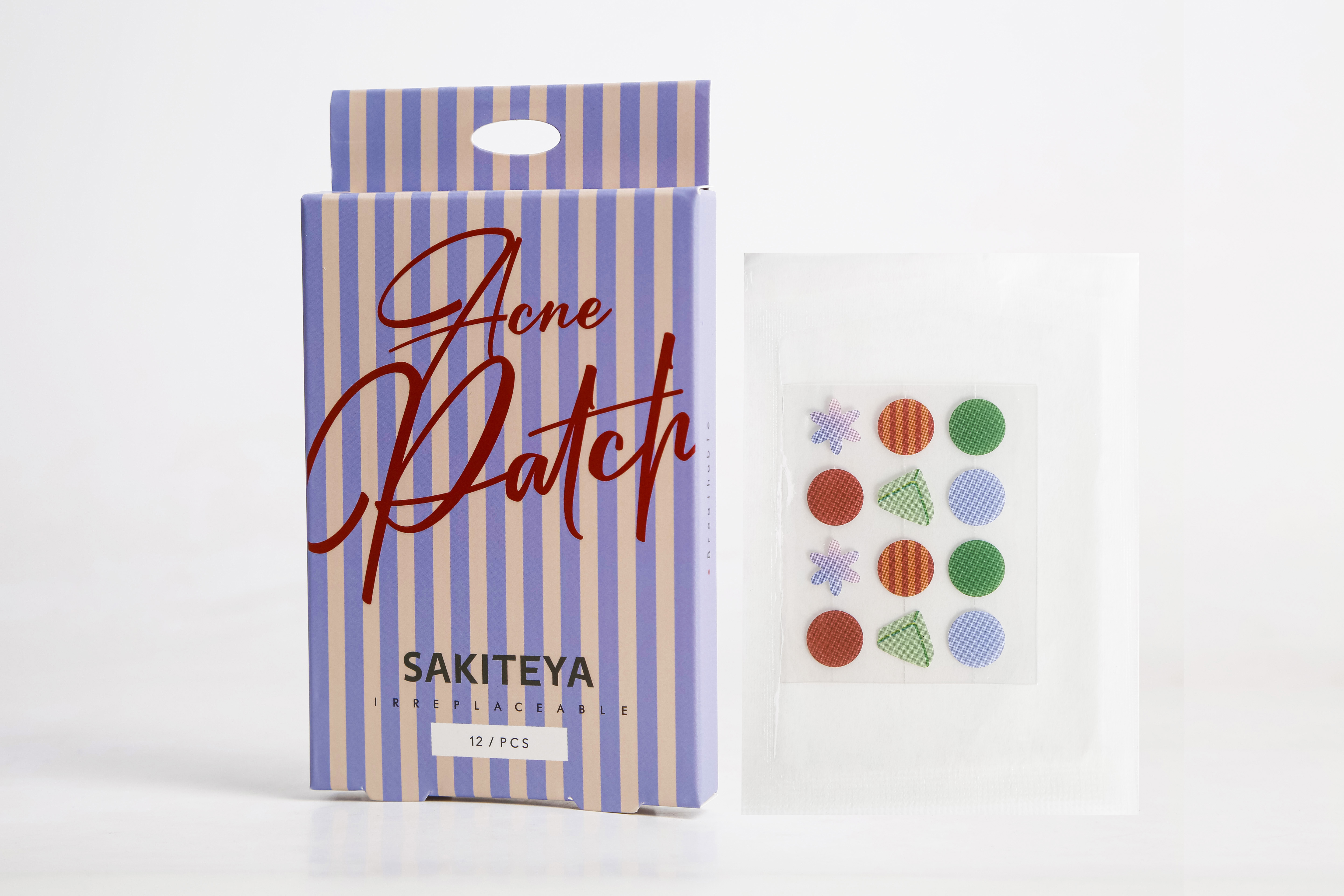 SAKITEYA Facial Care 12-piece light purple Striped Original Formula Hydrocolloid salicylic Acid Acne Patch SA929