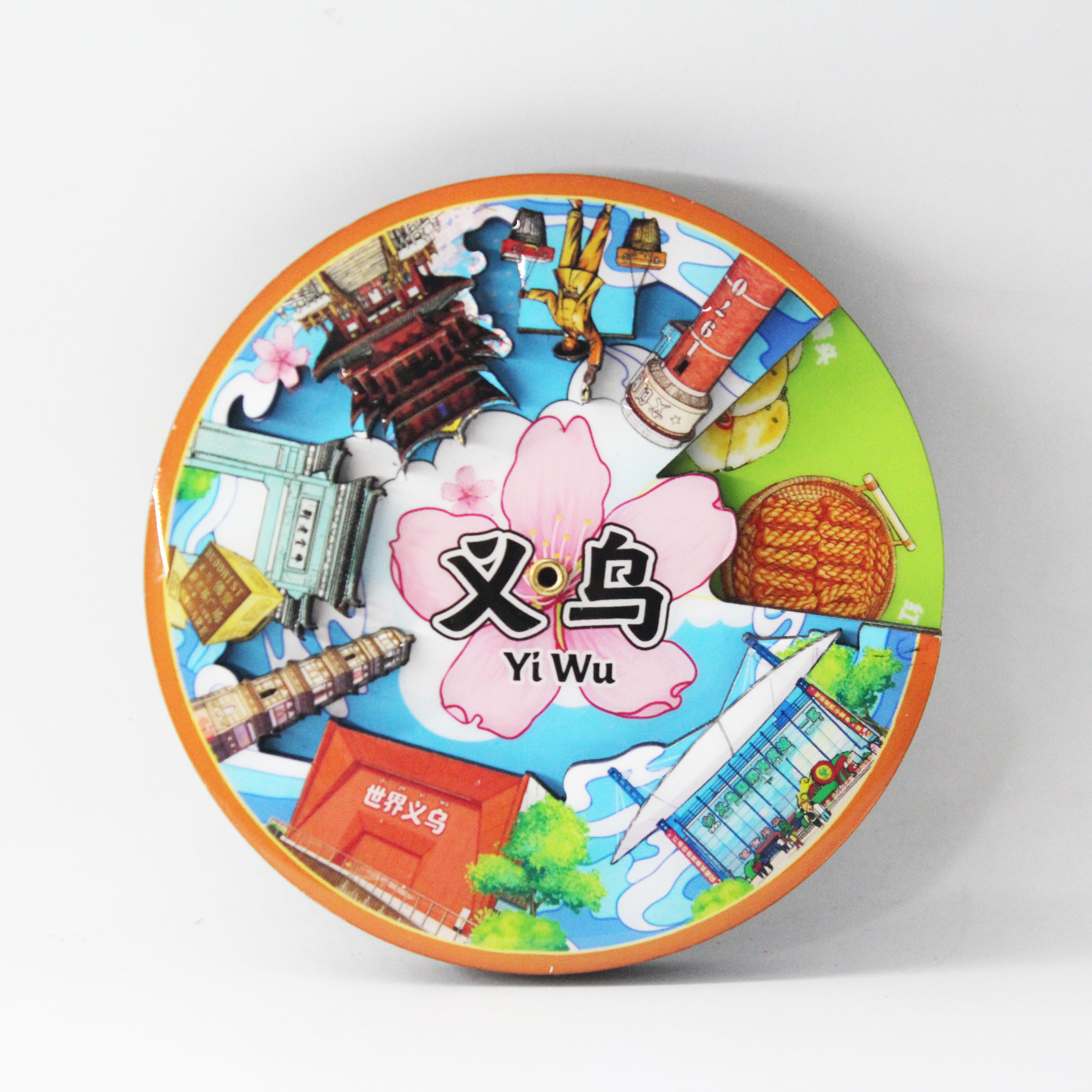 实力工厂 世界义乌文创冰箱贴 商贸城鸡鸣阁旅游纪念品木质冰箱贴现货批发