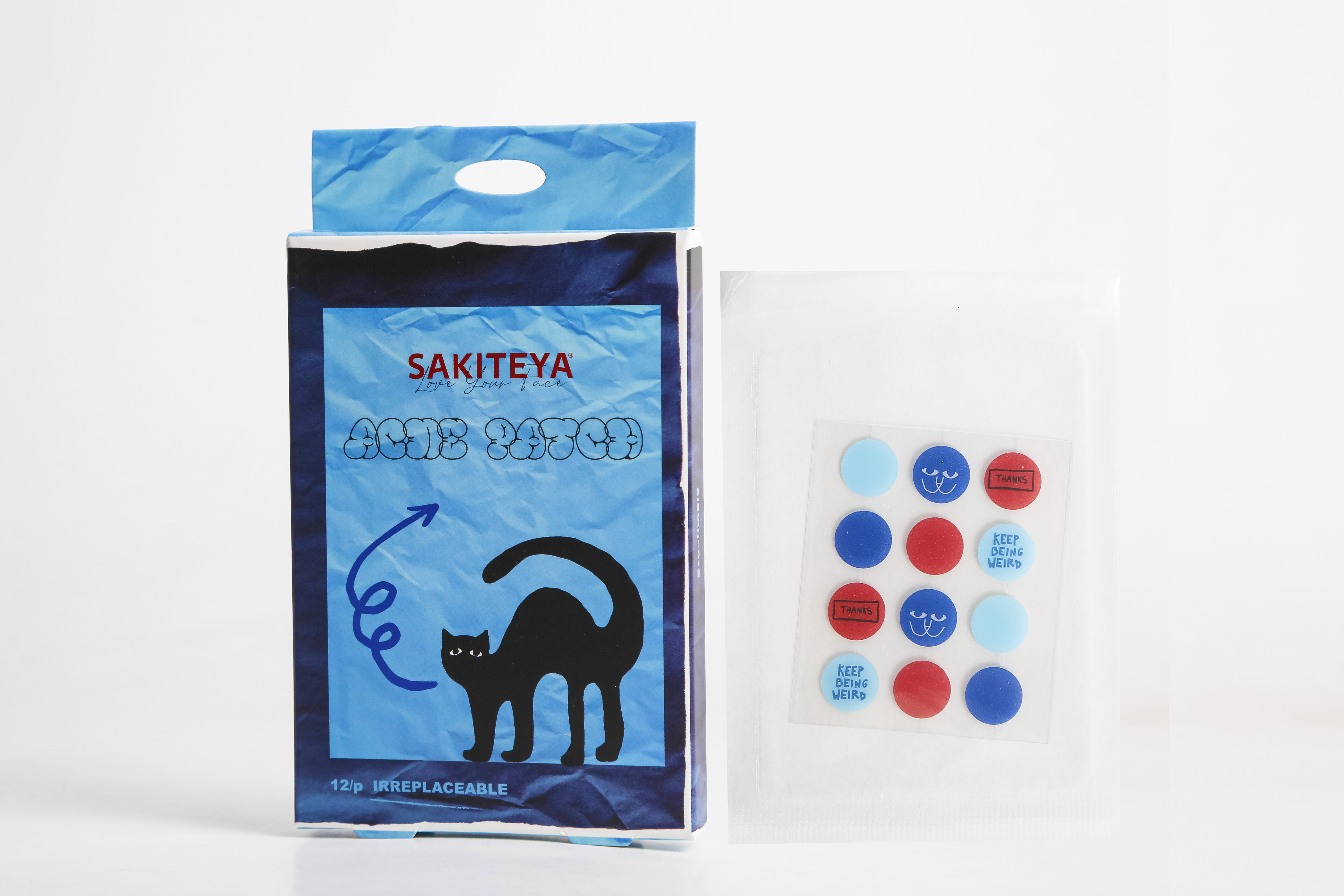 SAKITEYA Cross-border Export Facial Care 12-piece Blue Cat Acne Patch Salicylic Acid Soothing SA937