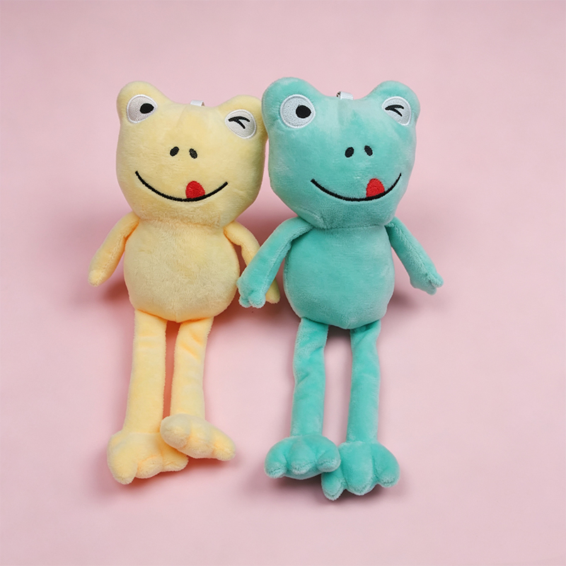 Creative frog throw pillow doll, plush toy doll, children's export wholesale doll, healing animal comfort, creative and cute frog doll set, children's fabric doll, yellow and green frog doll gift, companion toy