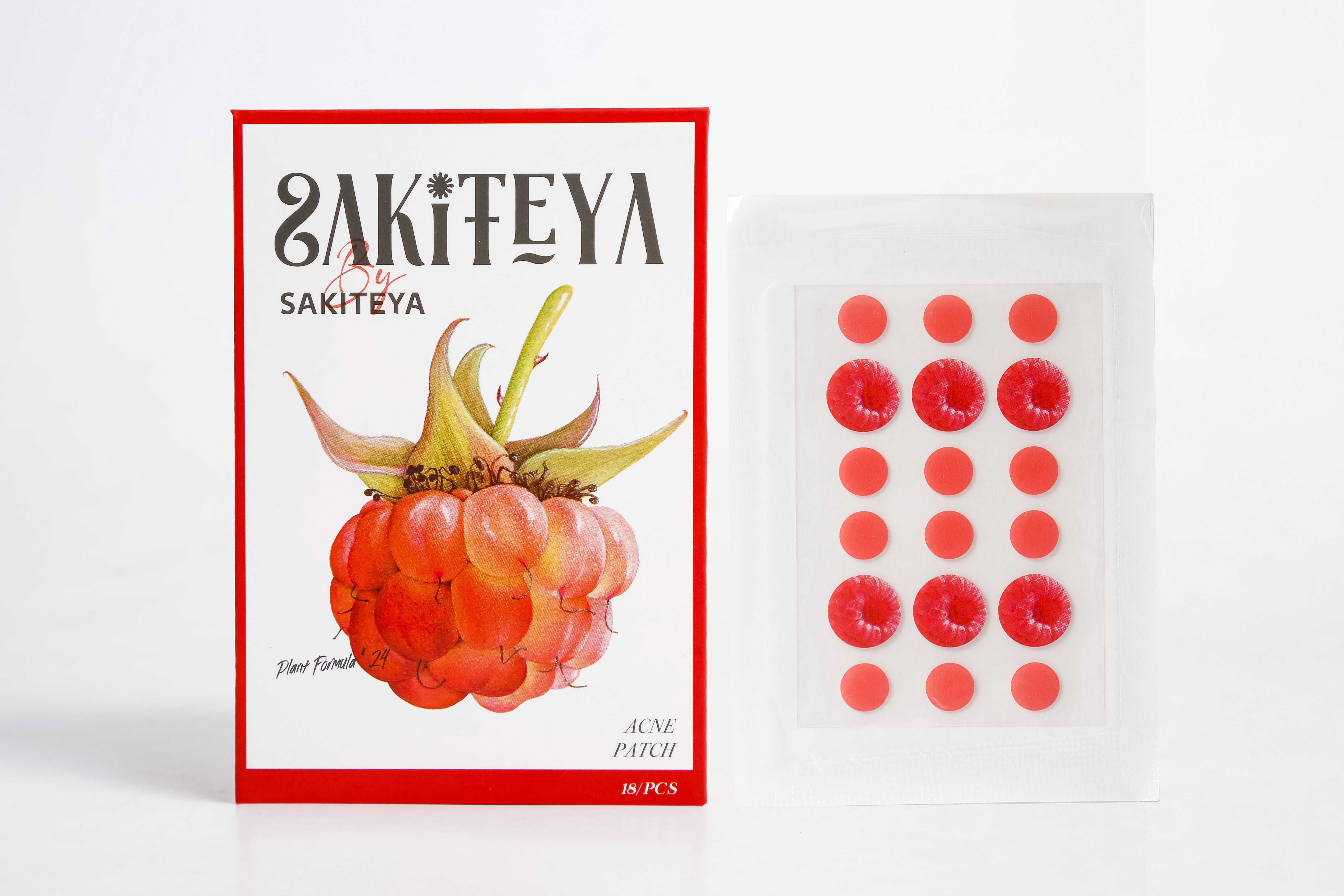 Sakiteya Facial Care Red Packaging Raspberry 18 Pieces Round Acne Patch Care and Repair SA933