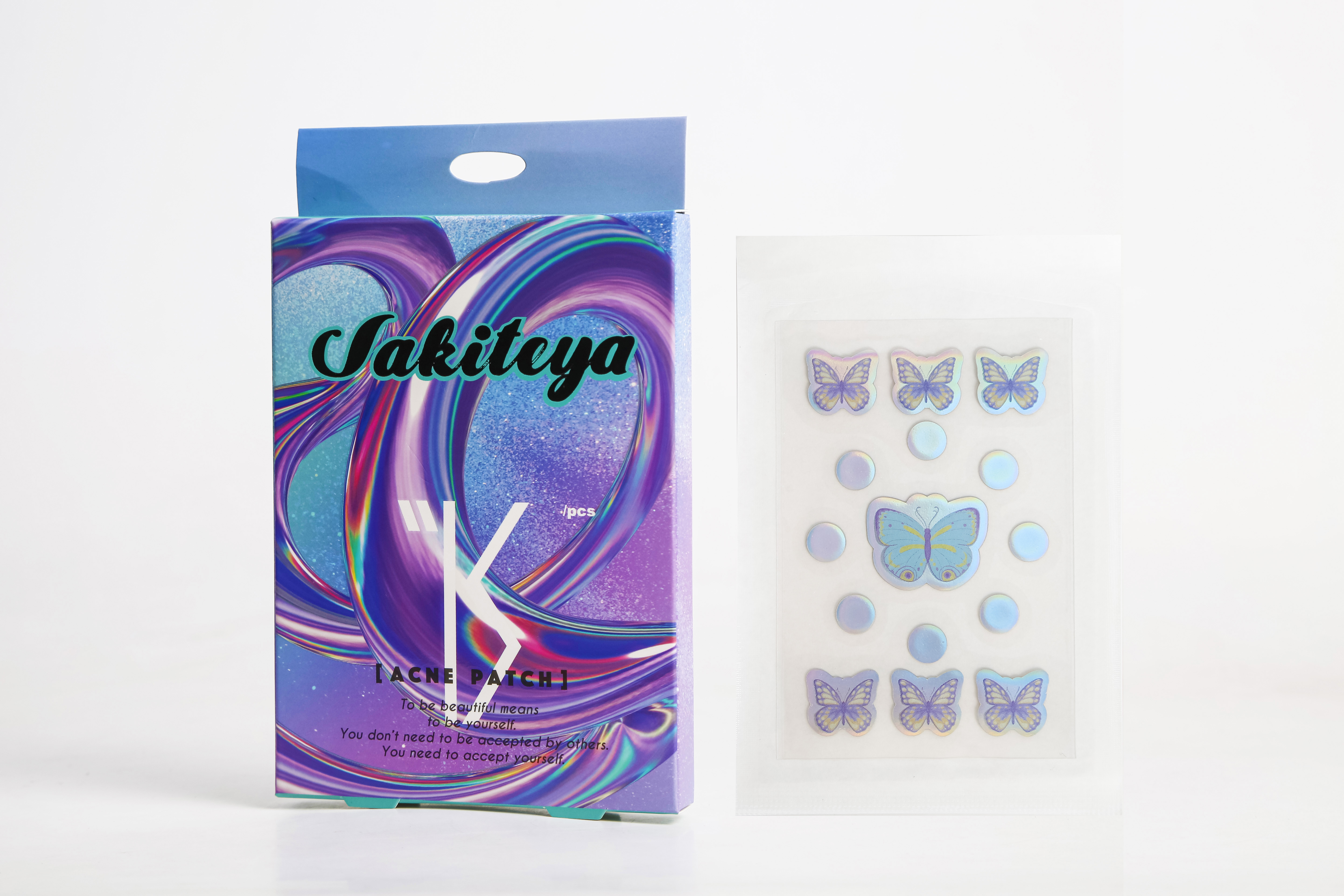 SAKITEYA Cross-border Export Facial Care 15-piece Holographic Butterfly Acne Patch Salicylic Acid Soothing SA940