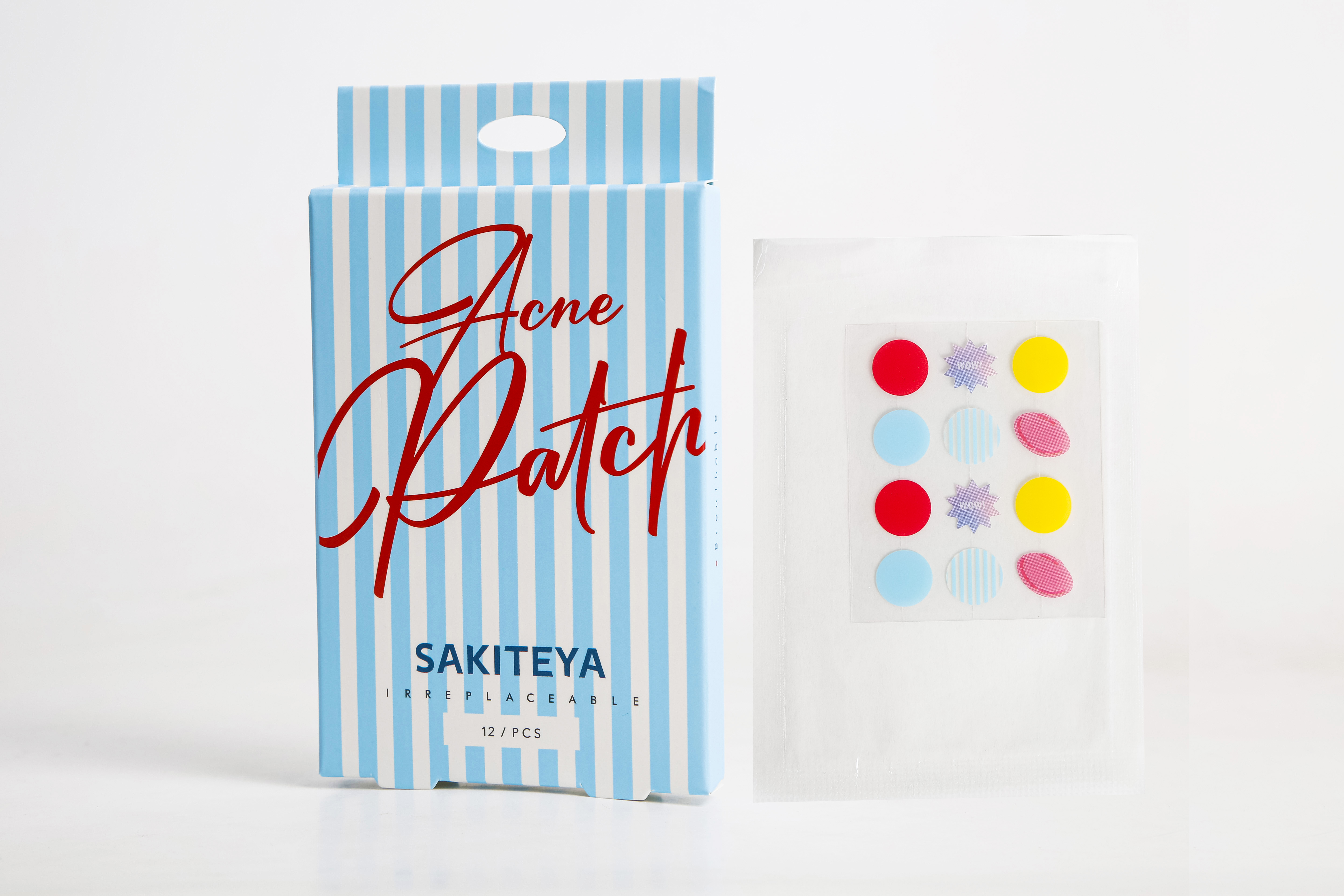 SAKITEYA Cross-border Export Acne Patch with Blue Stripes 12 Pieces Salicylic Acid Soothing SA930
