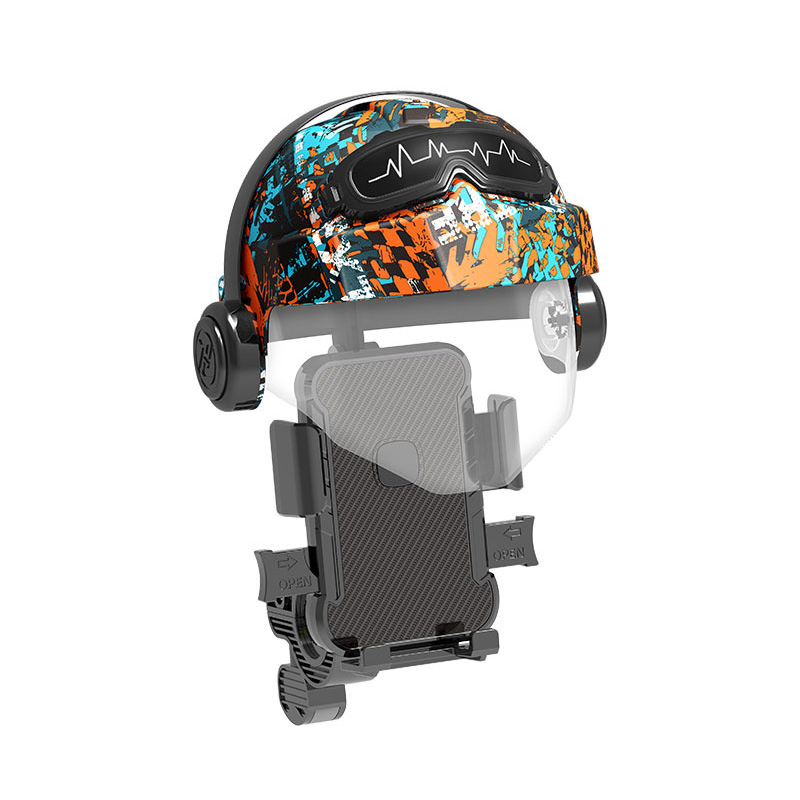 HZ08 Graffiti helmet phone Stand, bicycle phone stand, electric battery, motorcycle phone stand, navigation, Food delivery rider, plastic bicycle phone stand clip details Picture