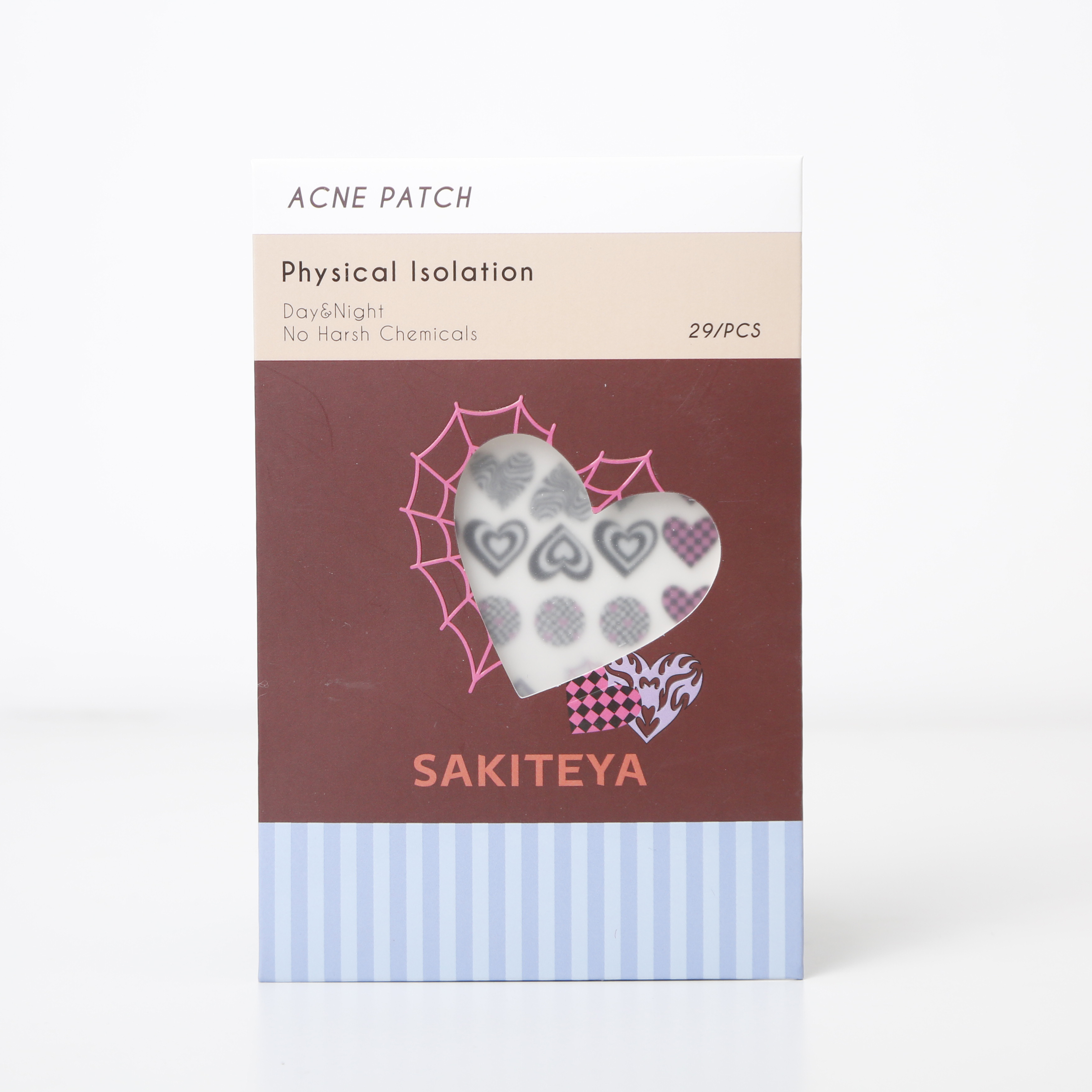 Ousijie SAKITEYA cross border export cuidado facial fashion rayas - corazón cobweb acné parche 26 cápsulas ácido salicílico calmante SA971