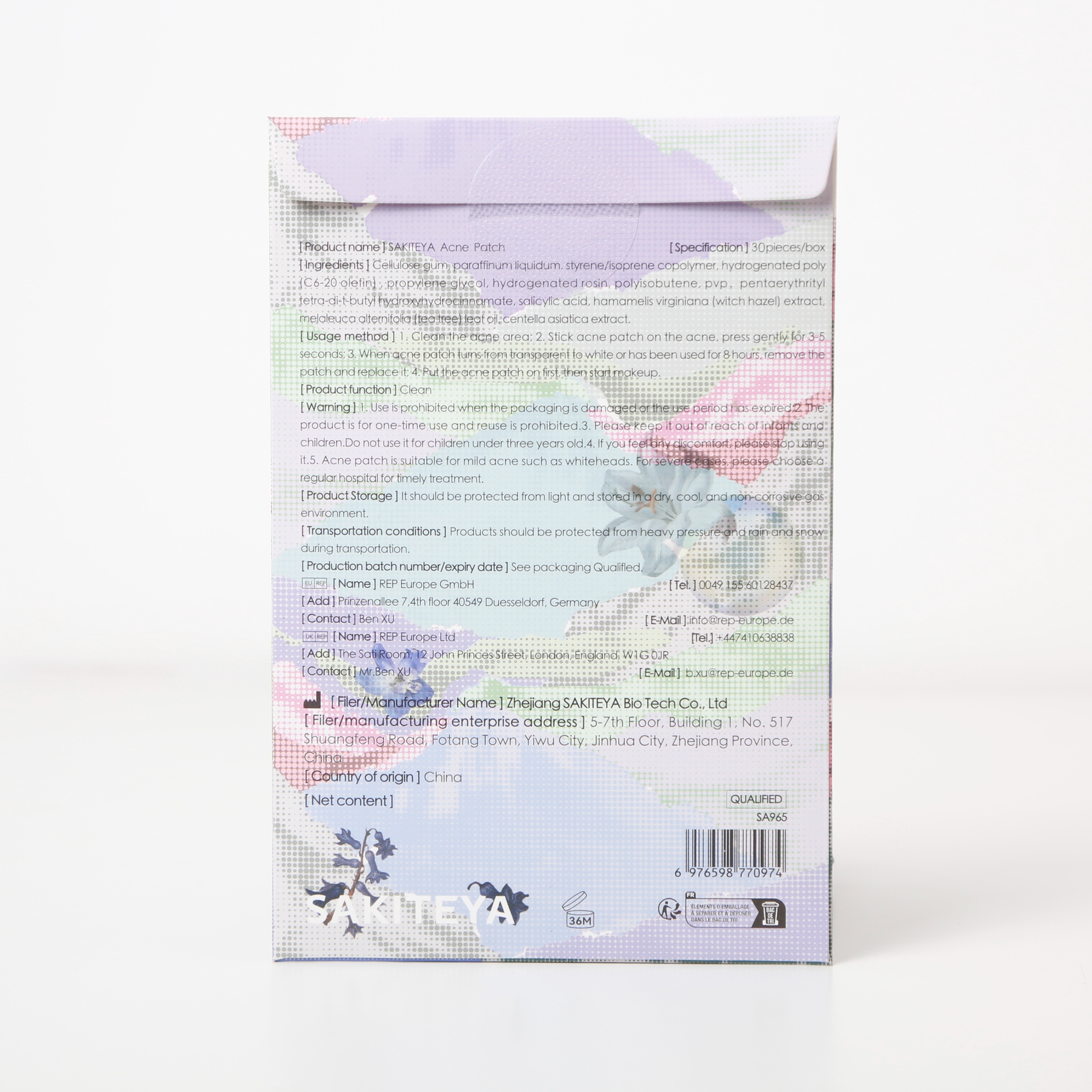 SAKITEYA Cross-border Export Facial Care Business Edition - Cool Orchid 01 Acne Patch 30 Capsules Salicylic Acid Soothing SA965 details Picture