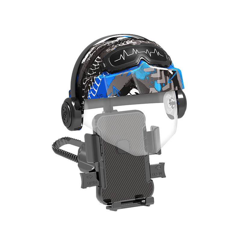 HZ08 Graffiti helmet phone Stand, bicycle phone stand, electric battery, motorcycle phone stand, navigation, Food delivery rider, plastic bicycle phone stand clip Item Picture