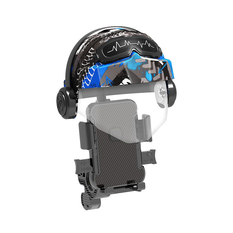 HZ08 Graffiti helmet phone Stand, bicycle phone stand, electric battery, motorcycle phone stand, navigation, Food delivery rider, plastic bicycle phone stand clip Application Scenario
