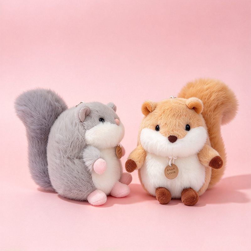 Little squirrel plush pendants, schoolbags, keychains, hanging decorations, cute dolls, foreign trade wholesale, animal children's cultural and creative products, gray and orange squirrel dolls, fabric, handmade throw pillows, children's toys, soft and cute dolls, gifts, collectibles