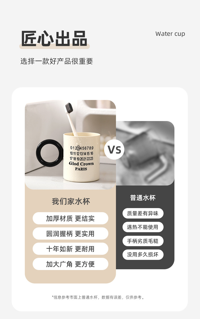J76-375创意家用简约漱口杯浴室字母电镀牙刷杯塑料时尚圆环详情图2