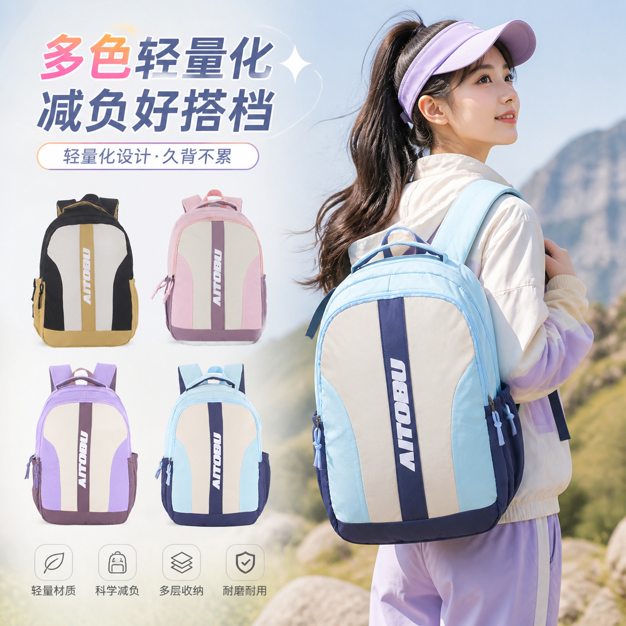 Four Seasons New Outdoor Hiking large-capacity lightweight backpack Sports backpack Lightweight travel Mountaineering bag