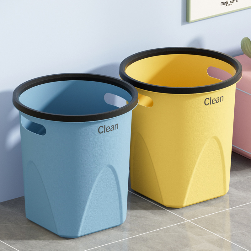 X133-806 Household plastic pressure ring trash can, simple trash can for living room and kitchen, multi-color thickened trash can for office Application Scenario
