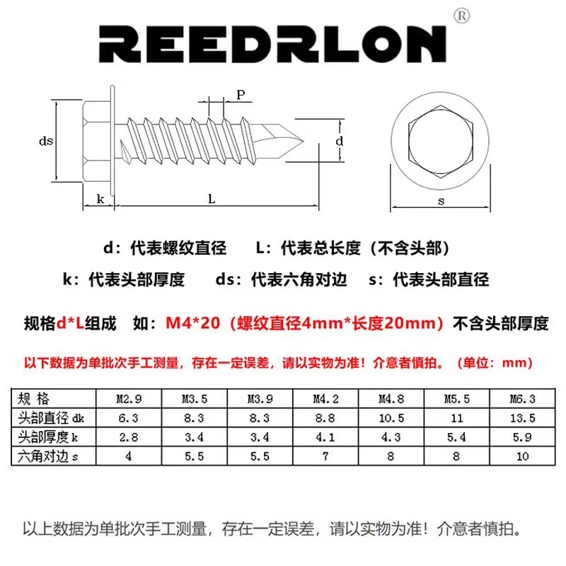ويمكن تكييف مسامير ريدرون ريدلون ذات حاشية مطاطية من طراز Hexgonal Drilling SCrew من طراز Screw pic 6