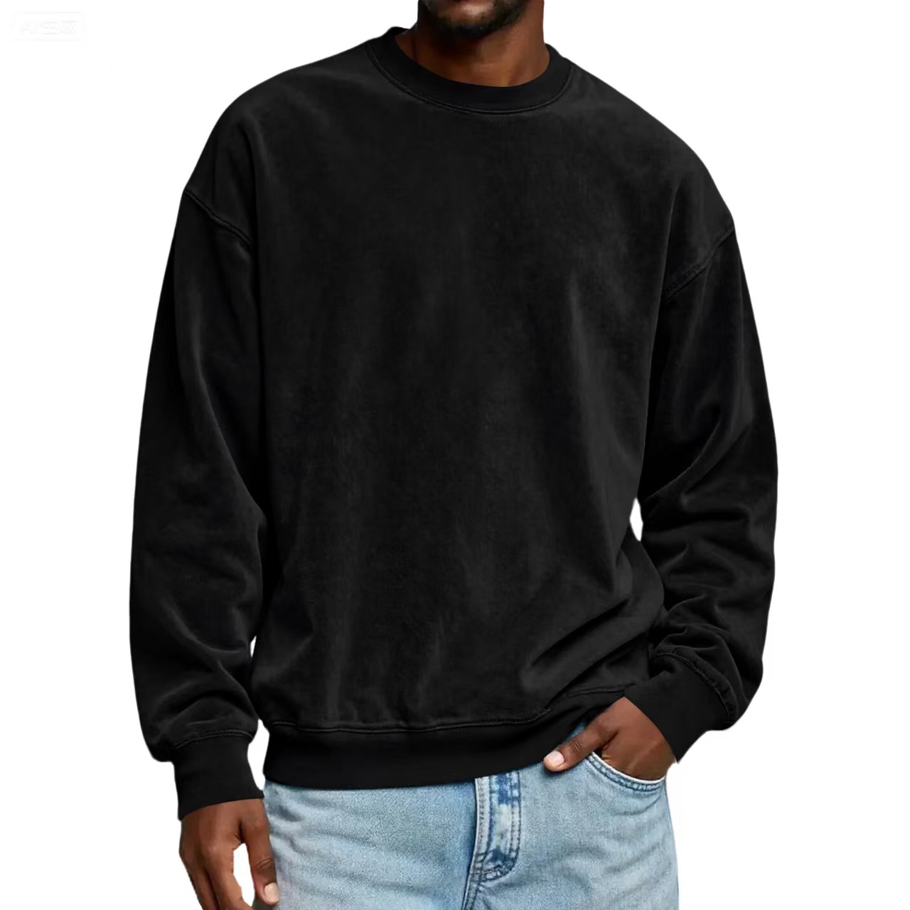 Cross-border European and American round-neck sweatshirt for men, autumn and winter pullover sweatshirt, Amazon deerskin fleece casual style new sweatshirt Specification image