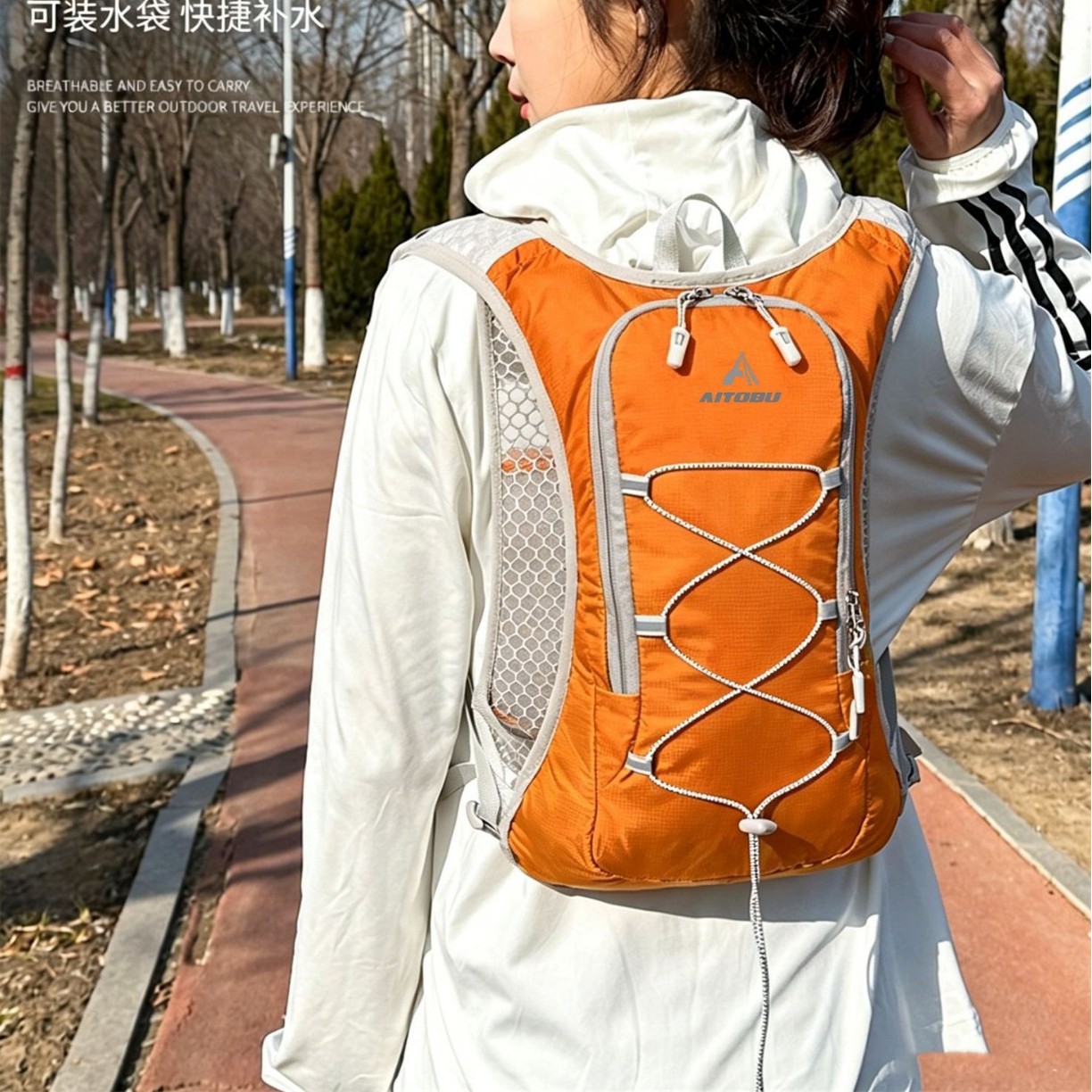 Water bag backpacks for men and women, breathable outdoor hiking bags for running and cycling, large-capacity double-shoulder travel bags for marathon sports details Picture