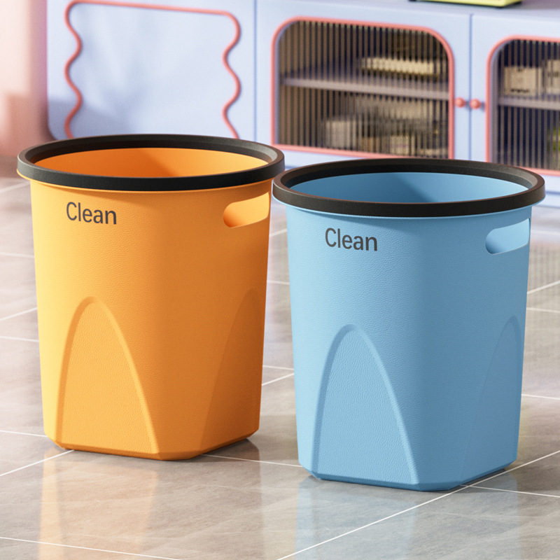 X133-806 Household plastic pressure ring trash can, simple trash can for living room and kitchen, multi-color thickened trash can for office details Picture