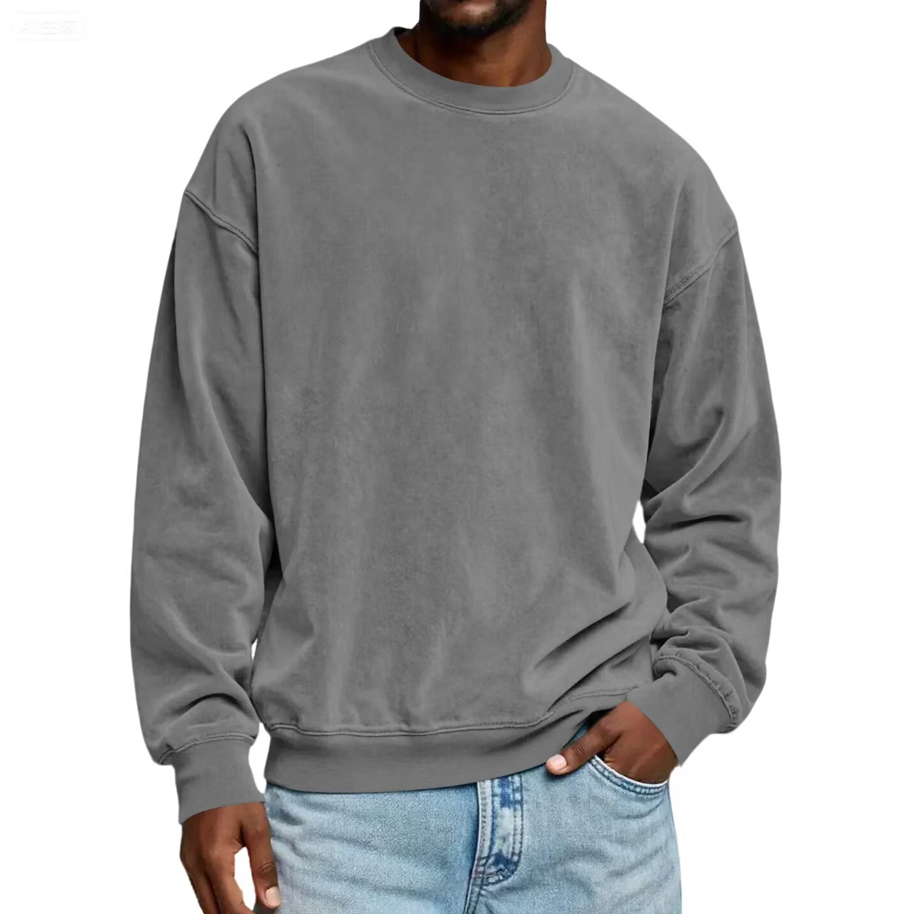 Cross-border European and American round-neck sweatshirt for men, autumn and winter pullover sweatshirt, Amazon deerskin fleece casual style new sweatshirt