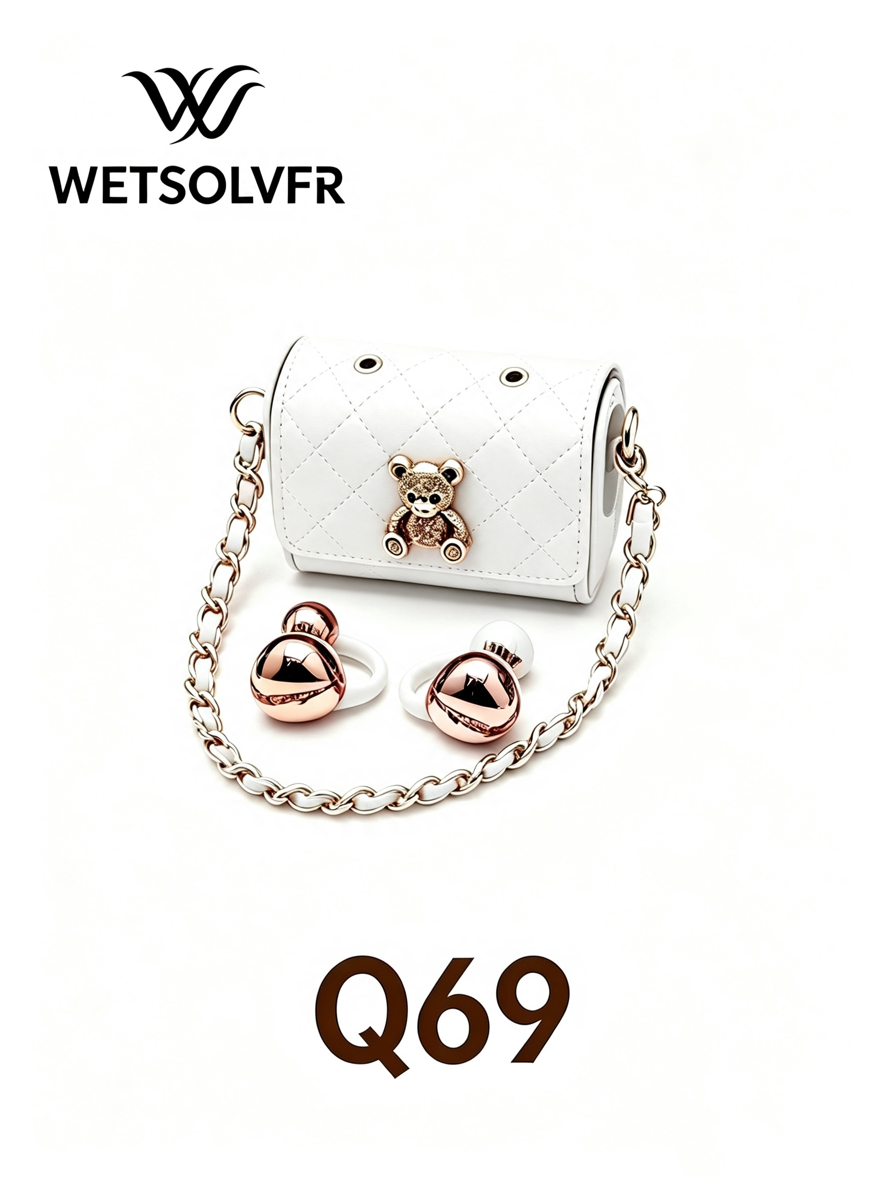 Multi-color diamond-patterned bear decorated chain bag ear clip wireless Bluetooth headphones Application Scenario