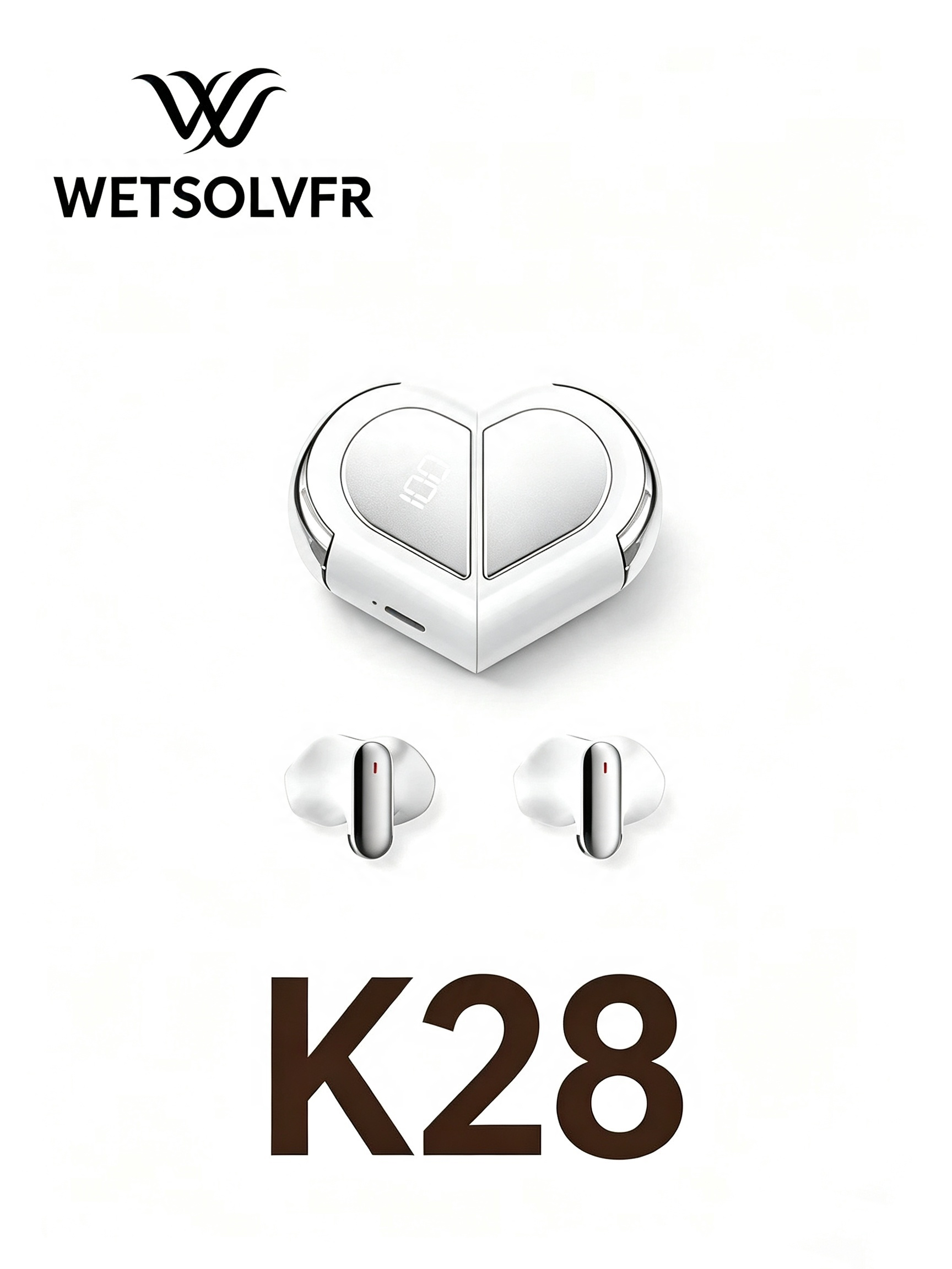 Heart-shaped in-ear wireless Bluetooth headphones with rotatable, long-lasting, stereo sound quality for couples details Picture